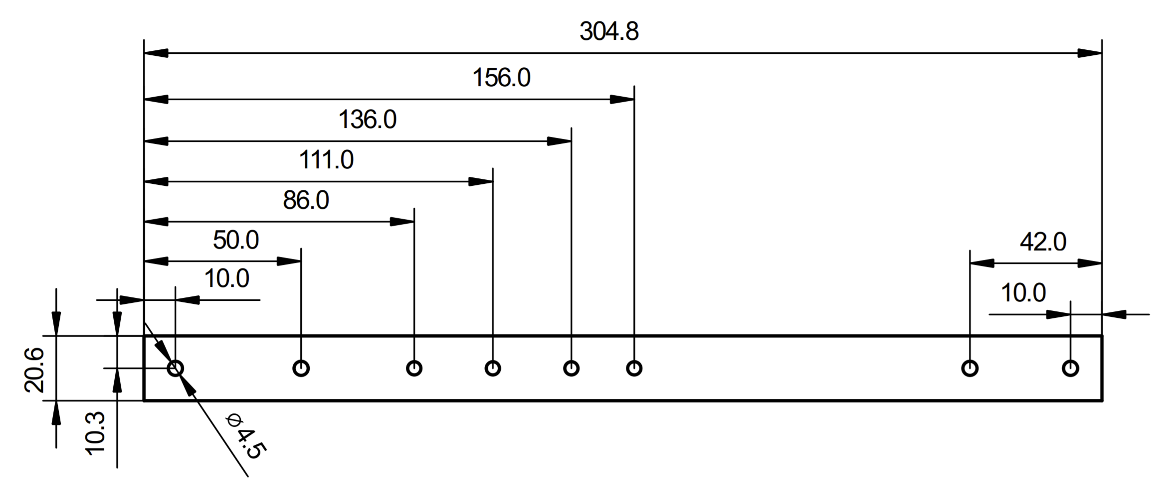 humerus hole dimensions